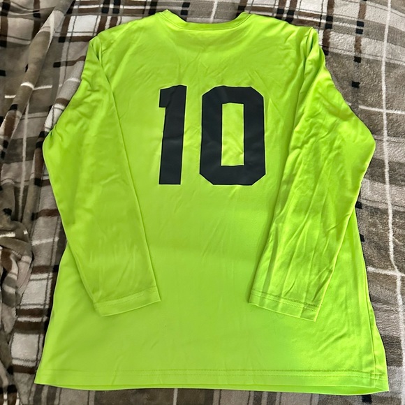 The Authentic T-Shirt Company Long Sleeve Neon Green Top Black 10 on Backside - Picture 3 of 4